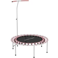 Soozier 40" Foldable Rebounder Trampoline ,Mini Trampoline Indoor with Adjustable Handle, Quiet and Safe Bungee Rebounder, Pink(m-2)
