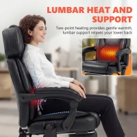 HOMCOM High Back Vibration Massage Office Chair Heated Reclining Computer Chair w/ Footrest, Swivel Wheels, Remote, Black(m-6)