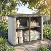 Outsunny 127 Gallon Outdoor Storage Box, UV Resistant Garden Storage Container for Patio, Porch, Poolside, Light Brown(m-1)