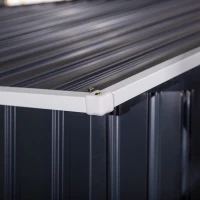 Outsunny 11' x 9' Metal Storage Shed Garden Tool House with Double Sliding Doors, 4 Air Vents for Backyard, Patio, Lawn Dark Grey(m-12)