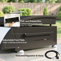 Outsunny Propane Gas Grill with 3 Main Burners, 8530 BTU Outdoor BBQ Grill Cart with Non-Stick Griddle and Lid, Black(m-9)