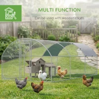 PawHut Large Chicken Coop Metal Chicken Run with Waterproof and Anti-UV Cover, Dome Shaped Walk-in Fence Cage Hen House for Outdoor and Yard Farm Use, 1" Tube Diameter, 9.2' x 18.7' x 6.5'(m-5)