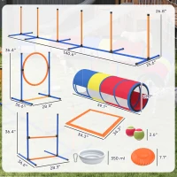 PawHut Dog Agility Training Equipment, 12-Piece Dog Obstacle Course with Adjustable Hurdle & Ring, 4 Tunnels, Weave Poles(m-3)