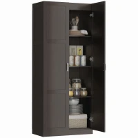 HOMCOM Farmhouse Pantry Cabinet, 71" Tall Kitchen Pantry Storage Cabinet with Soft-Close Hinges, Adjustable Shelves, Espresso(m-1)