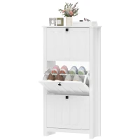 HOMCOM Slim Shoe Cabinet with 3 Flip Drawers, Shoe Storage Cabinet with Adjustable Shelves for Entryway, Holds 12 Pairs, White(m-2)