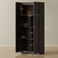 HOMCOM Farmhouse Pantry Cabinet, 71" Tall Kitchen Pantry Storage Cabinet with Soft-Close Hinges, Adjustable Shelves, Espresso(m-3)