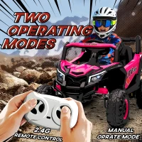 Qaba 12V Kids Ride On Car with Remote Control, Battery Powered Electric UTV with Spring Suspension for Aged 3-5 Years, Pink(m-4)