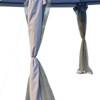 Outsunny 10' x 10' Patio Gazebo Outdoor Pavilion 2 Tire Roof Canopy Shelter Garden Event Party Tent Yard Sun Shade Steel Frame w/ Mosquito Netting Grey(m-12)