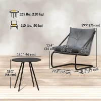 Outsunny Outdoor Bistro Set, 3 Piece Patio Furniture Set with 2 C Spring Chairs and Round Table for Balcony, Light Grey(m-3)