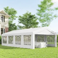 Outsunny 13'x26' Heavy Duty Large Party Tent & Carport with Removable Sidewalls, Windows, Portable Garage Canopy Tent, Sun Shade Shelter for Parties Wedding Outdoor Events, White(m-1)