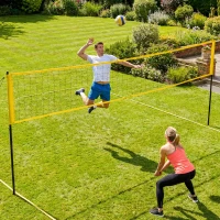 Soozier Portable Volleyball Net Set with Adjustable Height Steel Poles, Volleyball, Boundary Line and Carrying Bag for Outdoor(m-8)