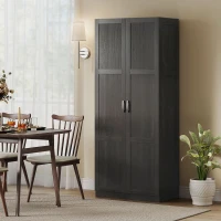 HOMCOM Farmhouse Pantry Cabinet, 71" Tall Kitchen Pantry Storage Cabinet with Soft-Close Hinges, Adjustable Shelves, Espresso(m-10)