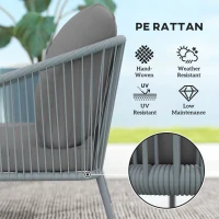 Outsunny Garden Sofa with Cushions, 2-Seater Outdoor Balcony Rattan Sofa, 112 x 72 x 76 cm, Grey(m-5)