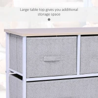 HOMCOM 40" L 5 Drawer Horizontal Storage Cube Dresser Unit Bedroom Organizer Living Room Shelf Tower with Fabric Bins, Light Gray(m-7)