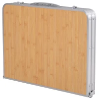 Outsunny 3ft Picnic Table with Slide Shelf Outdoor Portable Aluminum Folding Table 2 Adjustable Height(m-10)