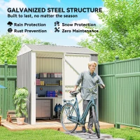 Outsunny 7' x 6' Tall Outdoor Storage Shed, Waterproof Metal Garden Shed with Gloves, Lockable Door, Silver Grey(m-5)