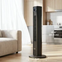 HOMCOM 28dB Tower Fan with 12 Speeds and 4 Modes, Standing Floor Fan with 80° Oscillating, 12H Timer, Black(m-3)