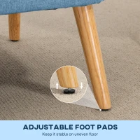 HOMCOM Modern 2 Seat Sofa for Bedroom, Upholstered Two Seater Couch with Rubber Wood Legs, Blue(m-7)