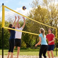 Soozier Portable Volleyball Net Set with Adjustable Height Steel Poles, Volleyball, Boundary Line and Carrying Bag for Outdoor(m-10)