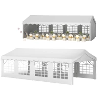 Outsunny 13'x26' Heavy Duty Large Party Tent & Carport with Removable Sidewalls, Windows, Portable Garage Canopy Tent, Sun Shade Shelter for Parties Wedding Outdoor Events, White(m-2)