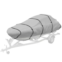 Outsunny 22-24 Ft Trailer Boat Cover, 3000mm Waterproof Universal Boat Cover with Quick-Fasten Buckles, Light Grey(m-2)