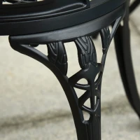 Outsunny 3PCs Patio Bistro Set, Outdoor Cast Aluminum Garden Table and Chairs with Umbrella Hole for Balcony, Black(m-10)