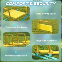 Qaba Teeter Totter Seesaw for Kids, 2 in 1 Metal Rocking Seesaw for Toddlers Age 3-8, Playground Equipment for Backyard(m-6)