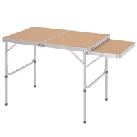 Outsunny 3ft Picnic Table with Slide Shelf Outdoor Portable Aluminum Folding Table 2 Adjustable Height(m-11)