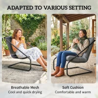 Outsunny Outdoor Bistro Set, 3 Piece Patio Furniture Set with 2 C Spring Chairs and Round Table for Balcony, Light Grey(m-6)