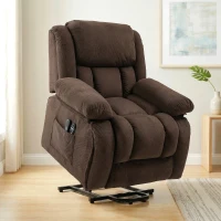 HOMCOM Overstuffed Power Lift Recliner Chair with Vibration Massage and Heat, Side Pockets, Pocket Spring, for Adults, Brown(m-2)