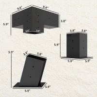 Outsunny Pergola Kit, 15° Slanted Pergola Bracket Kit with 3-Way Brackets, Post Bases, Wall Mounts for 3.6" X 3.6" Lumber, Black(m-3)