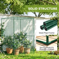 Outsunny Walk-in Crop Cage, Plant Protectors from Animals with Roll Up Zippered Door, 3.9' x 3.9' x 5.9', Dark Green(m-5)