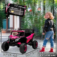 Qaba 12V Kids Ride On Car with Remote Control, Battery Powered Electric UTV with Spring Suspension for Aged 3-5 Years, Pink(m-3)