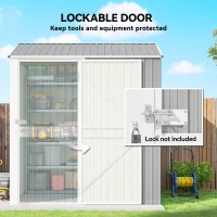 Outsunny 7' x 6' Tall Outdoor Storage Shed, Waterproof Metal Garden Shed with Gloves, Lockable Door, Silver Grey(m-6)