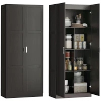 HOMCOM Farmhouse Pantry Cabinet, 71" Tall Kitchen Pantry Storage Cabinet with Soft-Close Hinges, Adjustable Shelves, Espresso(m-11)