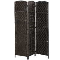 HOMCOM Room Divider, 3 Panel Folding Privacy Screen, 70.9" Tall Portable Weave Partition Wall Divider for Bedroom, Coffee