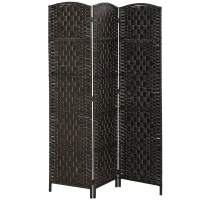 HOMCOM Room Divider, 3 Panel Folding Privacy Screen, 70.9" Tall Portable Weave Partition Wall Divider for Bedroom, Coffee(m-1)