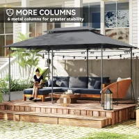 Outsunny 10' x 13' Double Roof Patio Gazebo, Outdoor Gazebo with Curtains, for Garden, Lawn, Backyard and Deck, Grey(m-5)