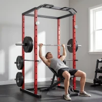 Soozier Power Cage, 1000 lbs Capacity Power Rack with Adjustable Height, Squat Rack for Home Gym Strength Training(m-8)