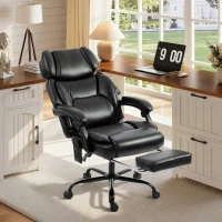 HOMCOM High Back Vibration Massage Office Chair Heated Reclining Computer Chair w/ Footrest, Swivel Wheels, Remote, Black(m-10)
