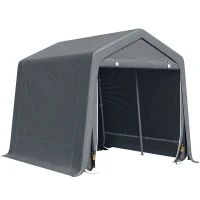 Outsunny 9.2' x 7.9' Garden Storage Tent, Patio Storage Shelter w/ Metal Frame and Double Zipper Doors, Dark Grey(m-2)