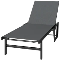 Outsunny Lounge Chair Outdoor, 63 cm Wide Chaise Lounge Tanning Chair, 4-Position Outdoor Tanning Lounger, Dark Grey(m-2)