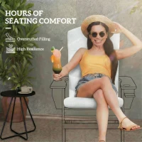 Outsunny Patio Chair Cushion for Adirondack Chairs Replacement Cushion with Back and Ties, Light Grey(m-4)