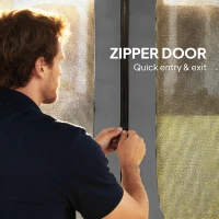 Outsunny Replacement Mosquito Netting for Gazebo 13' x 13' Black Screen Walls for Canopy with Zippers, Dark Grey(m-6)