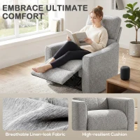 HOMCOM Power Recliner Chair, Linen-look Fabric Upholstered Recliner Chair with USB Ports, Footrest, Grey(m-5)