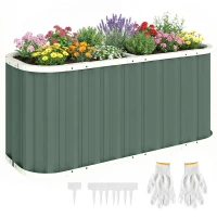 Outsunny Galvanized Raised Garden Bed, Deep Root Planter Box, Outdoor Garden Bed with Plant Labels, 5' x 2' x 2', Light Green(m-11)
