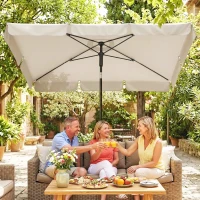 Outsunny 6' x 4' Patio Umbrella with Tilt, Rectangular Outdoor Umbrella for Garden, Beige(m-10)