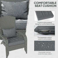 Outsunny Wicker Adirondack Chair, PE Rattan Outdoor Fire Pit Chair Muskoka Chair with Cushions, Heather Grey(m-6)