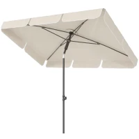 Outsunny 6' x 4' Patio Umbrella with Tilt, Rectangular Outdoor Umbrella for Garden, Beige(m-2)