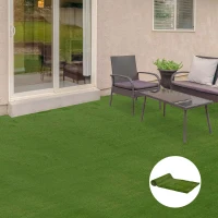 Outsunny Artificial Grass 10' x 3' (30 Square Feet), Fake Grass Turf with UV Protection, Drain Holes for Rain, Green(m-8)